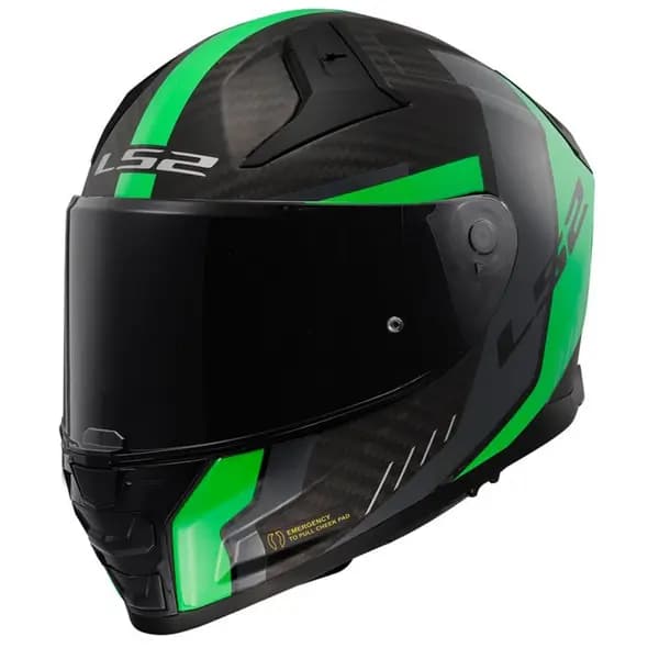LS2 FF811 Vector II Carbon Grid Matt Fluo Green Full Face Helmet Size XXS