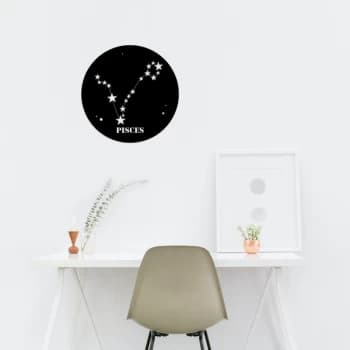 P?sces Horoscope - Black Decorative Metal Wall Accessory