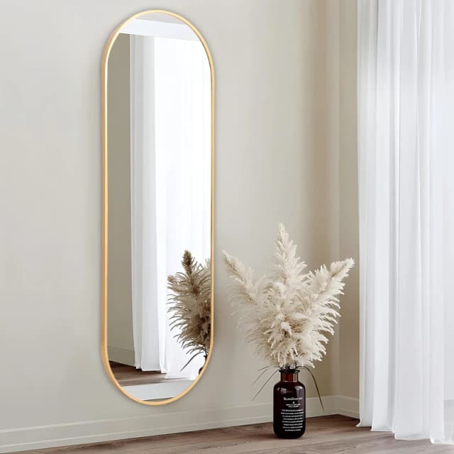 LIFE IDEAS Gold Oval Frame Self-adhesive Full Length Mirror Gold unisex Medium