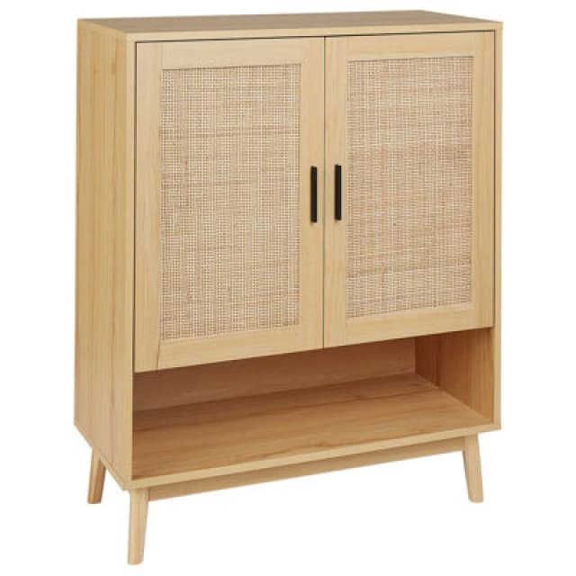 Beliani Shoe Storage Cabinet Perote Rattan Light Brown