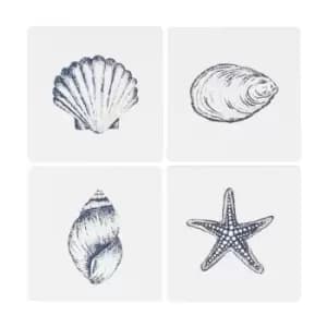 Coastal Charm MDF Seashell Coaster Set
