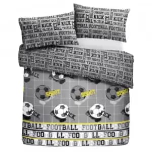 Football Duvet Cover and Pillowcase Set Grey Grey
