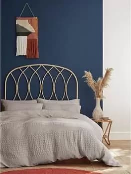 Pineapple Elephant Caspian Cotton Waffle Duvet Cover Set - Grey