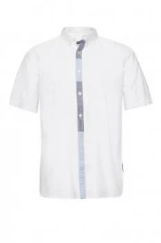 Mens French Connection Poplin Patchwork Placket Shirt White