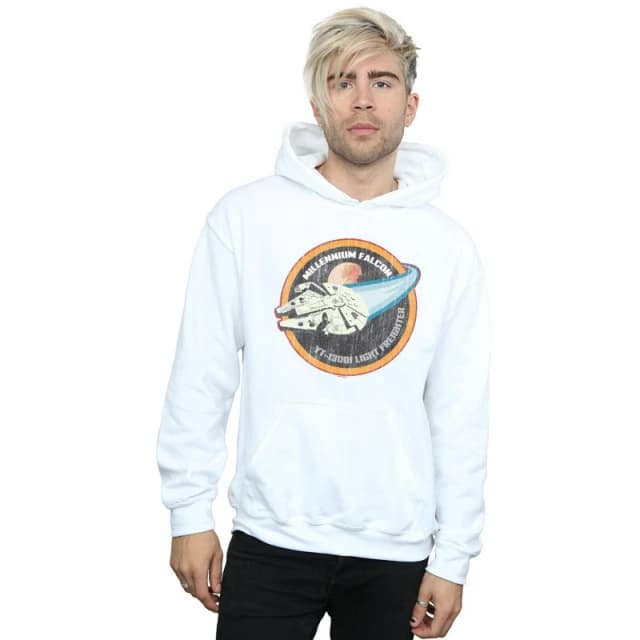 Star Wars Star Wars Men Millennium Falcon Badge Hoodie in White Size: Small White S Male 5059114715411