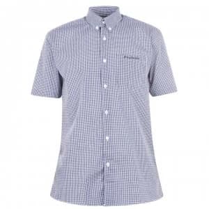 Pierre Cardin Short Sleeve Shirt Mens - Nvy/Wht Gingham