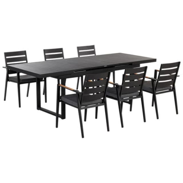 Beliani Garden Dining Set 6 Seater Valcanetto/taviano Metal Black