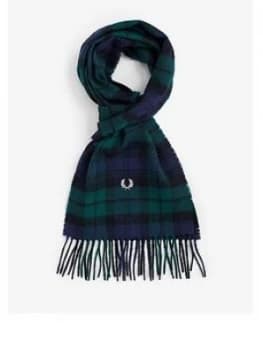 Fred Perry Tartan Scarf - Green/Blue , One Colour, Men