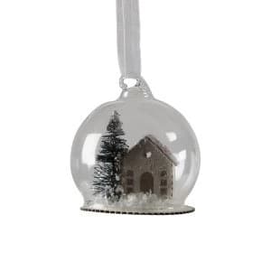Sass & Belle White Christmas House Dome Bauble
