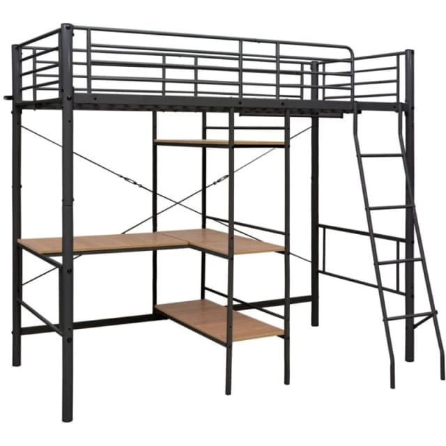 VIDAXL Bunk Bed with Table without Mattress Grey Metal 90x200cm Vidaxl 287908