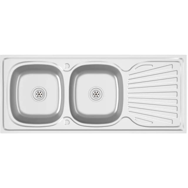 VIDAXL Kitchen Sink with Double Sinks Silver 1200x600x155mm Stainless Steel vidaXL 8720286045435
