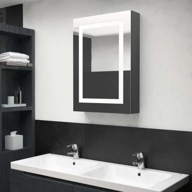 VIDAXL LED Bathroom Mirror Cabinet Grey 50x13x70cm Vidaxl 8720286332535