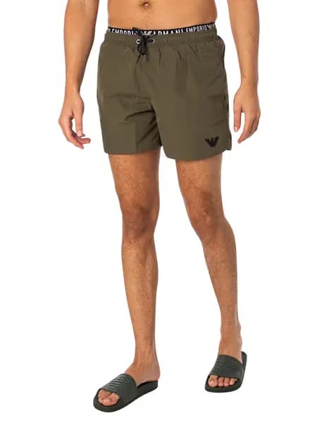 Emporio Armani Double Waistband Swim Shorts Military Green L