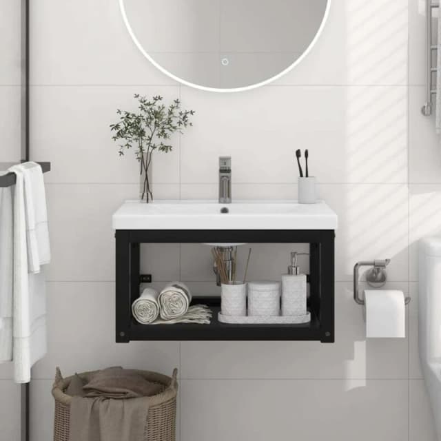 VIDAXL Vidaxl - Wall-mounted Bathroom Washbasin Frame Black 59x38x31cm Iron 8720286667668