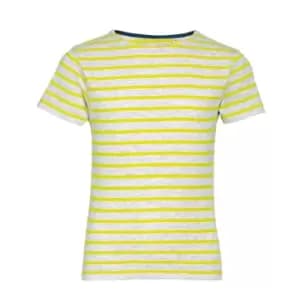 SOLS Childrens/Kids Miles Striped Short Sleeve T-Shirt (12yrs) (Ash/Lemon)