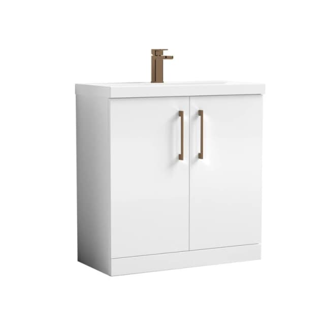 Balterley Contemporary Bathroom Floor 2-Door Vanity Unit Basin, White, 800mm in White White Unisex