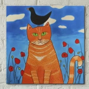 Bird Wit Bird Wall Tile By Ailsa Black