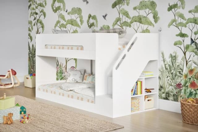 Flair Deimo Staircase Low Bunk Bed White Size: Single White Unisex Single
