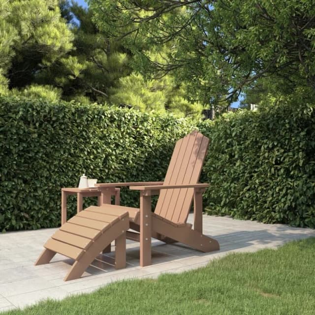 VIDAXL Garden Adirondack Chair with Footstool hdpe Brown Vidaxl 8720286816677