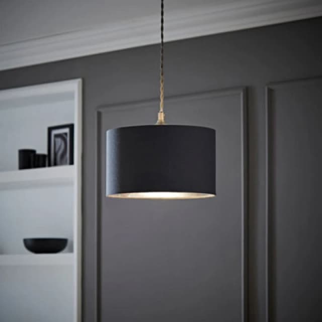 ValueLights ValueLights Reni Charcoal with Metallic Chrome Inner Easy Fit Ceiling Lamp Shade Size: Small Charcoal Small Unisex 5016529270669