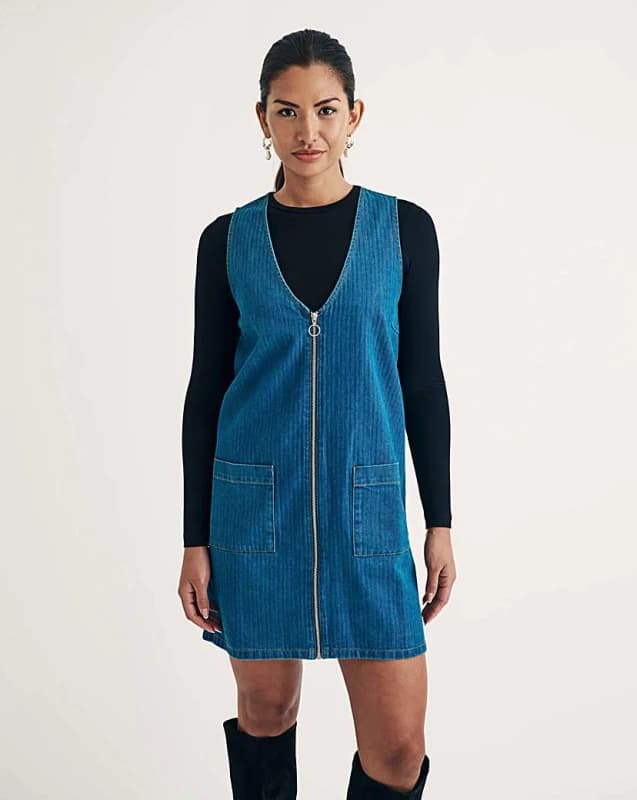 Nobody's Child Nobody's Child Denim Pinnie Dress Blue - Nobody's Child - Size: 8 Blue Female 8 QJ56309