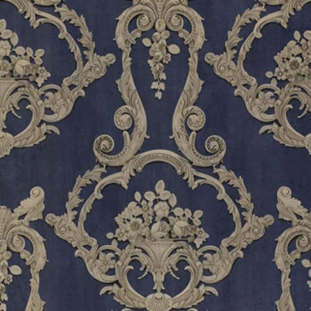 Debona Grosvenor Floral Damask Blue Wallpaper 6216