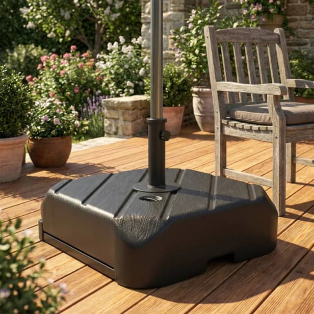 OUTSUNNY Garden Parasol Base with Wheels, Parasol Stand for 38/48mm Pole in Black Unisex