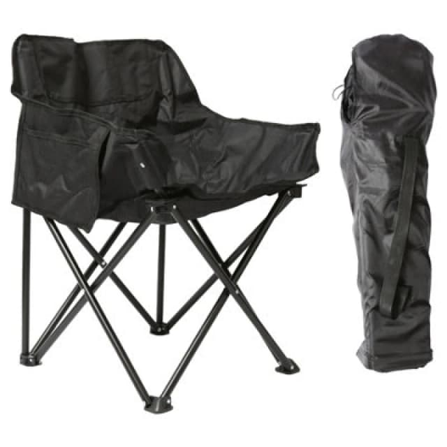 Harbour Housewares Premium Folding Camping Chair With Pockets & Carry Bag - Black