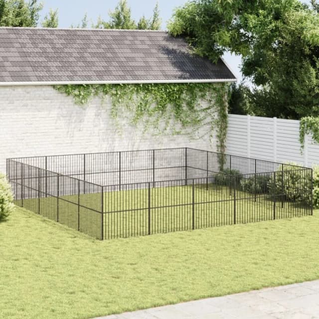 vidaXL Dog Playpen 20 Panels Black Galvanised Steel, Black 3209556