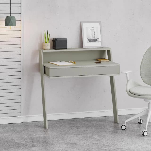 FWStyle FWStyle 1 Drawer Modern Home Office Ash Green Desk Wallmounted in Grey Grey One Size Unisex 8683628019665
