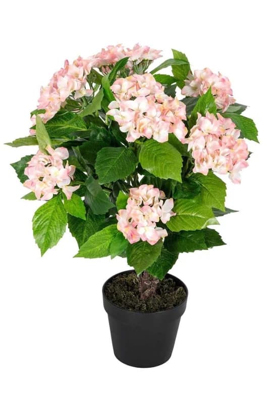 Homescapes Hydrangea Bush Artificial Plant with Pot, 70cm Light Pink