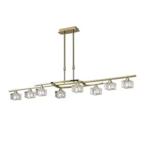 Zen Rectangular Telescopic Convertible To Semi Flush 8 Light G9, Polished Brass