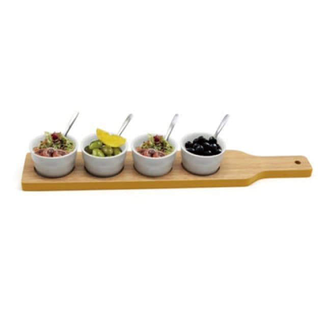 Van Gogh Snack Dip Tray Appetizer Tapas Porcelain Serving Wooden Paddle Set White unisex