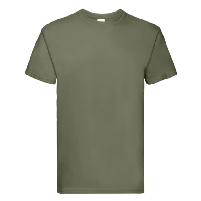 Fruit Of The Loom Fruit of the Loom Men Super Premium Plain T-Shirt in Olive Size: Small Olive S Male 5063470486717