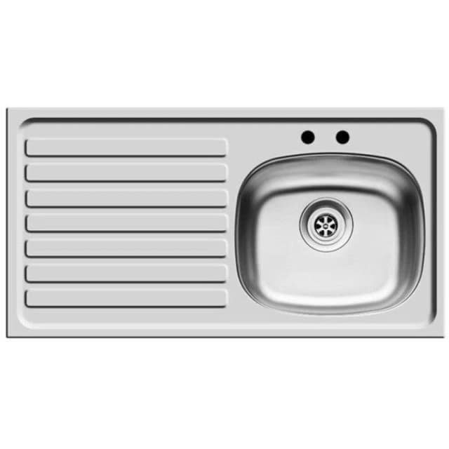 Balterley Contemporary Left Hand Stainless Steel Kitchen Sink, 940 x 490mm in Metallic Silver Metallic Silver Unisex