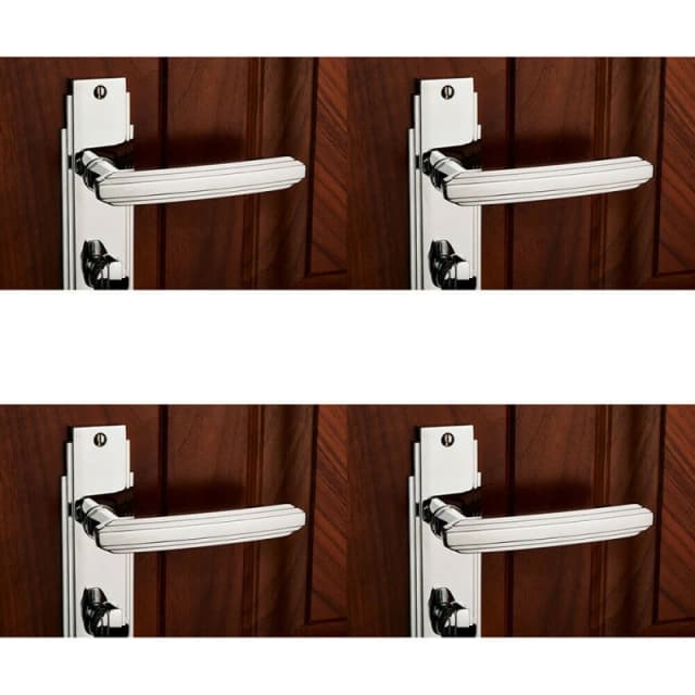 Loops 4x PAIR Line Detailed Handle on Bathroom Backplate 205 x 45mm Polished Chrome Multi
