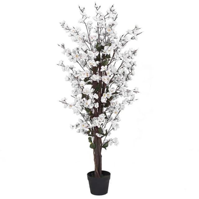 Leaf 120cm Artificial White Blossom Tree White