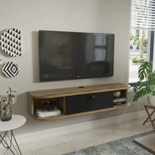 Decorotika Ibarra Modern Floating TV Stand TV Unit Oud And Black