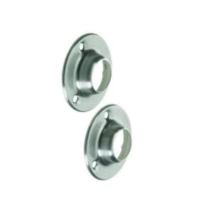 Wickes Interior Wardrobe Rail Socket - 19mm Brushed Nickel Pack of 2