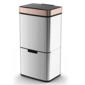 Morphy Richards 75L 2-Compartment Sensor Bin - Rose Gold & Steel