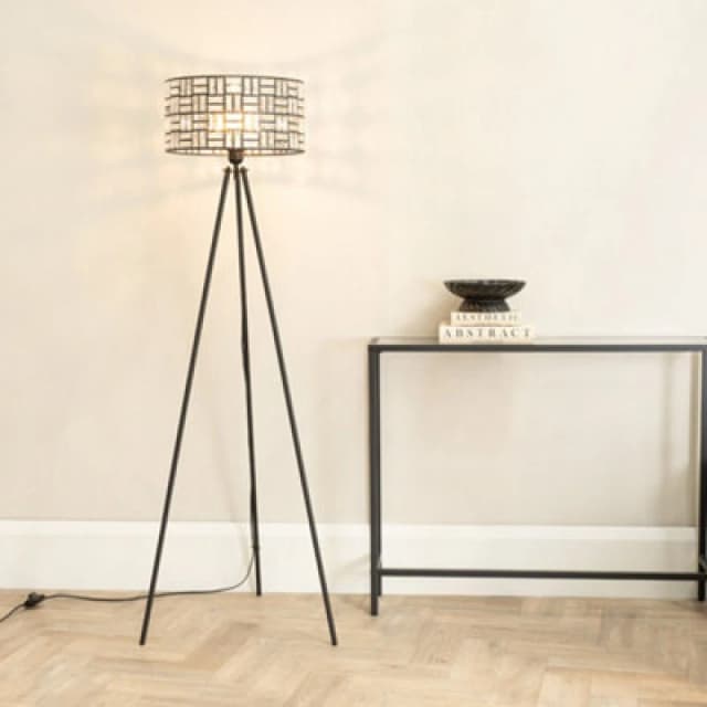 ValueLights Elise Acrylic Jewel Shade Black Tripod Floor Lamp Black