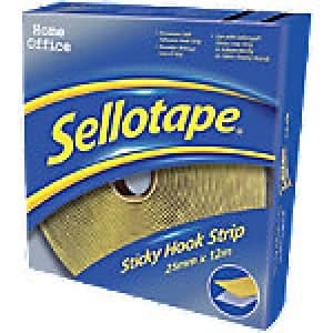 Sellotape Sticky Hook Strip Permanent Yellow 12m