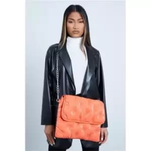 I Saw It First Orange Padded Oversized Quilted Clutch Bag - Orange