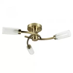 3 Way Ceiling Light, Antique Brass