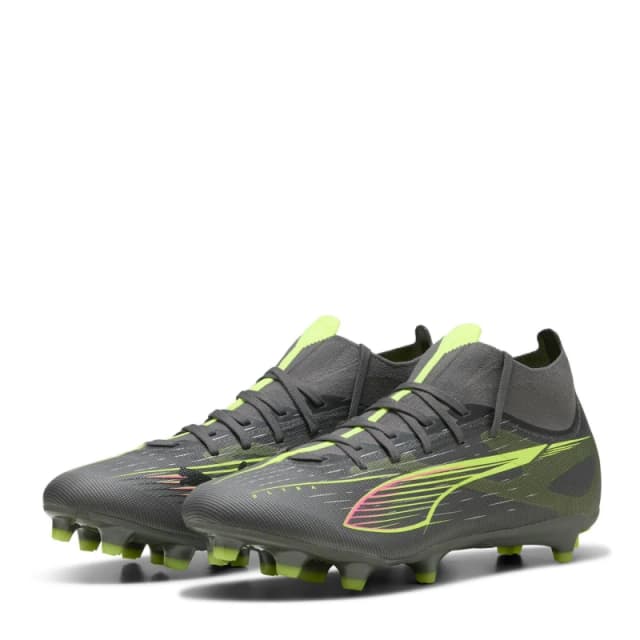 Puma Ultra Match+ Firm Ground Football Boots Mens Silver/Yellow male 7 (40.5)