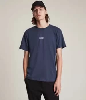 AllSaints Mens Opposition Crew T-Shirt, Deep Space Blue, Size: M