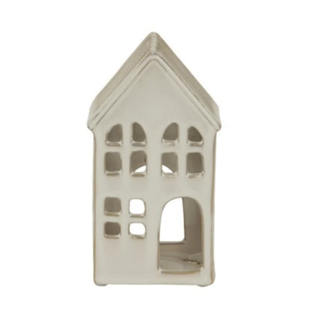 Hill Interiors Large House Tea Light Holder Decoration - Ceramic - L7 X W11 X H20 Cm - White