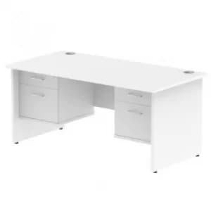 Impulse 1600 Rectangle Panel End Leg Desk White 2 x 2 Drawer Fixed Ped