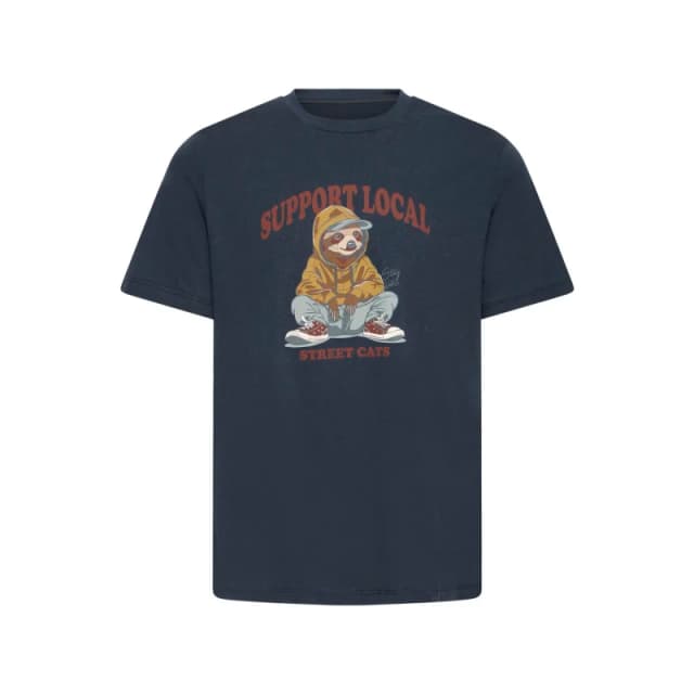 Blend Cotton T-Shirt Blend Irving Funny Graphic Bleu Male M