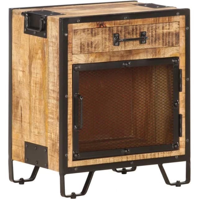 VIDAXL Bedside Cabinet 43x30x51cm Solid Rough Mango Wood Vidaxl 8719883792408